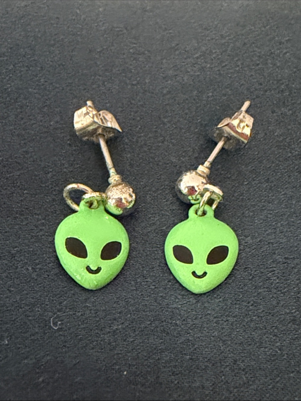 Green Alien “Out of this World” dangle earrings